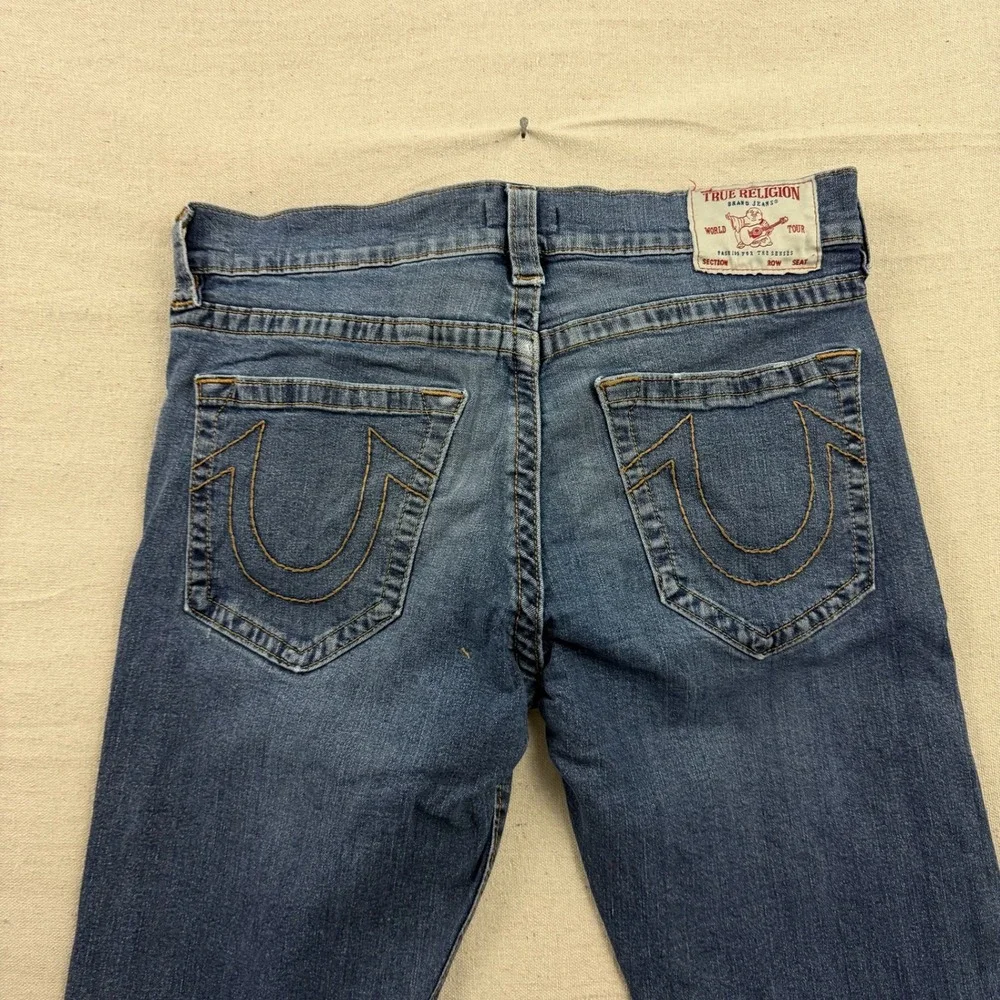 True Religion Ricky Relaxed Straight Jeans Mens 35x31 Blue Medium Wash Horseshoe